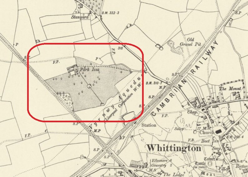 Oswestry - Park Hall cricket ground : Map credit National Library of Scotland